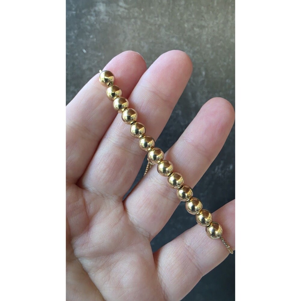 FAS Gold Tone 925 Sterling Silver Beaded Adjustable Chain Bracelet Thailand